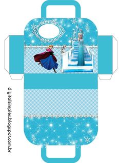 an open box with a frozen princess image on the front and bottom, in blue