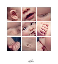 a baby's nose and eyes are shown with different images in the same square