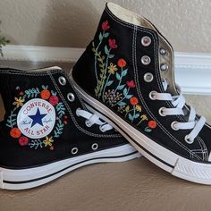 Embroidered converse/ Custom Embroidered Converse/ Converse Custom Flower Embroidery/ Chuck Taylor Converse Women's - Etsy Nederland Casual Sneakers With Multicolor Embroidery And Appliques, High-top Cotton Sneakers With Floral Embroidery, Casual High-top Sneakers With Embroidered Graphics, Casual Sneakers With Custom Embroidery, Casual Custom Embroidery Lace-up Sneakers, Casual Sneakers With Custom Embroidery For Spring, High-top Embroidered Multicolor Sneakers, High-top Multicolor Embroidered Sneakers, Multicolor Embroidered Logo Low-top Sneakers