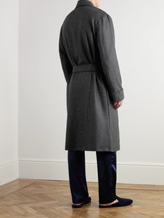 Rubinacci's robe makes cool mornings more appealing. Crafted in Italy from a warm wool and cashmere-blend, it's detailed with red piping and cut for a slightly loose fit to layer over pyjamas or sweats. Robe For Men, Pajama Robe, Short Suit, Suede Jacket, Square Scarf, Mr Porter, Lightweight Jacket, Piping, Cool Style