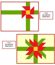 three different types of christmas present boxes with bows and ribbons on the top one is red, green and yellow