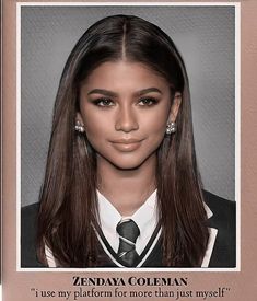 a woman with long brown hair wearing a tie