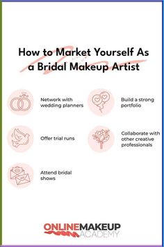 Are you an aspiring makeup artist looking to break into the bridal makeup industry? Learn the tips and tricks you need to know to market yourself as a bridal makeup artist with us!💖 #makeup #bridalmakeup #bridal #weddingmakeup #makeupartistry #makeupartist #beautyindustry Makeup Artist Marketing, Makeup Artist Quotes, Makeup Artist Branding, Market Yourself, Glam Wedding Makeup, Makeup Artist Kit, Makeup Secret