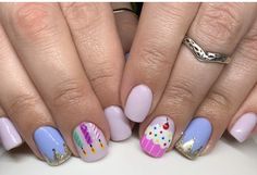 Birthday Cake Nail Art, Birthday Cake Nails Design, Disney Birthday Nails, Party Nails Birthday, Bday Nails