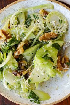 Fennel apple celery salad with walnuts and parmesan cheese Apple Celery Salad, Celery Salad, Italian Parsley, Toasted Walnuts, Parmesan Cheese, Grated Parmesan Cheese, Green Apple, Fennel, Parsley