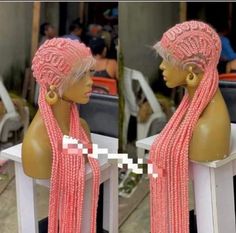 Braid lovers, this one is for you We make this cornrow style shown in the photo above with full lace. The wig is made with full lace and it takes 3 weeks to process. The wigs we make are handmade to ensure the best quality.  It's a completely stress free option for gorgeous ladies who love big cornrow braids. Your hair looks like new everyday you wear it. Let us know the color of your choice, as many more are available. Please indicate  your preferred length whether its shoulder,bra, mid back, w Pink And Black Braids, Big Cornrow Braids, Black Women Cornrows, Women Cornrows, Cornrow Braids, Ghana Braids, Wig For Black Women, Braided Wig, Hair Perfume