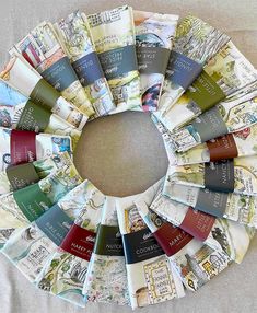 a circle made out of books sitting on top of a table