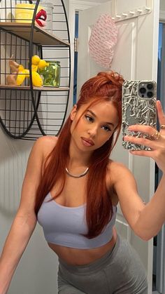 Mixed Red Hair, Cowboy Copper Hair Dark Skin, Ginger Hair On Morena, Hair Color Ideas Red Orange, Shades Of Orange Hair, Copper Hair Outfits, Black Hair With Ginger Money Piece, Ginger Hair On Light Skin, Red Hair On Morena