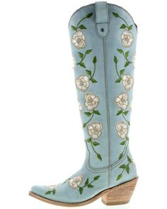 Tall Western Boots, Liberty Black Boots, Tall Western Boot, Botas Western, Womens Cowgirl Boots, Embroidered Roses, Black Garden, Grey Boots, Tall Boots