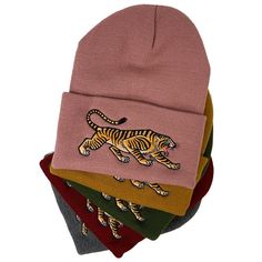 Tiger Toque - stuntintoronto Duchess Tattoo, Pom Hats, 2023 Wishlist, Tiger Drawing, Knit Beanies, Brown Tiger, Ferrari F430, Pink Olive, Dad Fashion