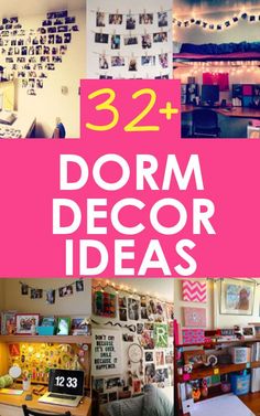 several dorm room decor ideas with pictures on the wall