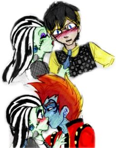 three cartoon characters with different colored hair