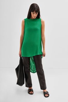 Ines Tunic – Marcella Relaxed Trousers, Sweatshirt Fabric, Sleeveless Tunic, Clothing Care, Spring Green, Look Chic, High Neckline, Off Duty, French Terry