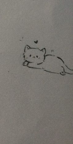 a drawing of a cat laying on the ground