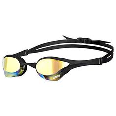 a pair of swimming goggles with mirrored lenses