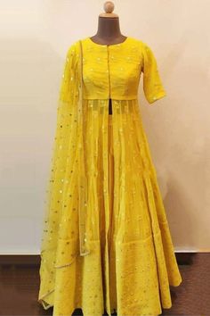 Lehenga With Jacket, Lehenga Type, Latest Indian Dresses, Latest Designer Lehenga, Yellow Mirror, Haldi Outfits, Wedding Lehenga Designs