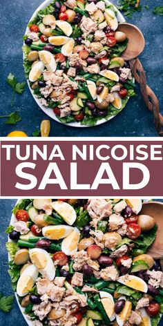 two plates with tuna salad on them and the words tuna nachose salad above it