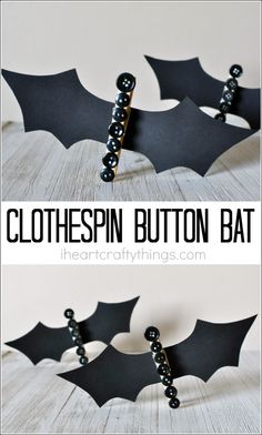 an easy bat craft for kids to make with buttons and glue is great for halloween decorations