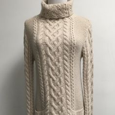 100% Cashmere..Cable Knit..Chunky Warm And Cozy..Pockets Measures Bust 38 Length 25 Cable Cowl, Tunic Sweater, Warm And Cozy, Cable Knit, Cashmere, Sweaters For Women, The 100, Turtle Neck, Cable