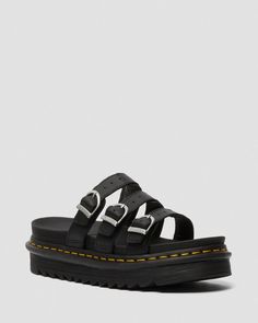 Blaire Leather Slide Sandals | Dr. Martens Dr Martens Sandals Outfit, Doc Martens Blaire Sandals, Doc Marten Sandals, Dr Martens Blaire, Dr Martens Sandals, Dr Martens Style, Awesome Shoes, Simple Shoes, Dr Martens Black