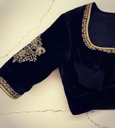 Hand embroidered ready made velvet saree blouse / crop top/stitched saree blouse usa / black saree blouse/ hand embroidered blouse/zardosi blouse/velvet saree blouse/ pure silk blouse/ black velvet maggam work blouse        It is very true that a perfect blouse is the one which makes your saree look stand out !! If you find one of such a style that you have been wanting to have then dont let it go !! we carry such unique trending blouses that instantly add a stylish look to any saree !!     Well..!! we understand that you may not get in your desired size/pattern, here you go with customization according to your size/pattern which we can deliver in 1-2 weeks of time period !!      Here is a beautiful pure velvet Hand embroidered saree blouse in black color that has heavy intricate embossed Velvet Blouse Maggam Work Designs, Fitted Velvet Traditional Wear With Resham Embroidery, Traditional Fitted Velvet Saree, Elegant Black Velvet Blouse, Fitted Velvet Traditional Wear With Intricate Embroidery, Fitted Velvet Saree, Fitted Velvet Choli With Resham Embroidery, Elegant Embroidered Velvet Choli, Black Velvet Blouse For Party