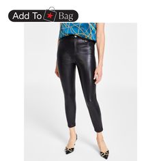 in stock Stretchy Pants, High Rise Pants, Faux Leather Pants, Deep Black, Inc International Concepts, Polyester Spandex, Black Pants, Leather Pants, Night Out