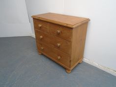 Plank End Victorian Antique Pine Waxed 4 Drawer Chest of Drawers