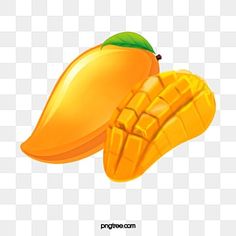 two mangos with green leaves on the top, transparent background png and psd