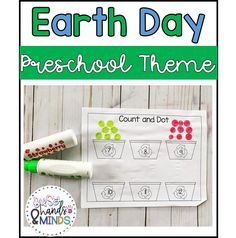 the earth day preschool theme is shown with markers and paper