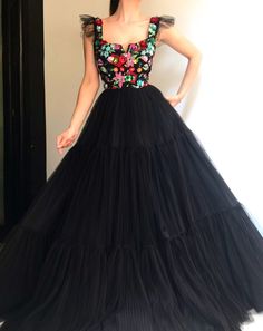 Gown - Teuta Matoshi Duriqi Detailed Black Dress, Prom Dress Evening, Winter Dress Outfits, Indian Gowns Dresses, Mexican Dresses, Pretty Dress, Indian Fashion Dresses, Ball Gown Dresses, Dress Evening