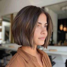 50+ Incredible Blunt Cuts & Blunt Bobs Trending in 2024 Bluntcut Bob Copper, Fine Hair Bobs With Bangs, Stepped Bob, Short Brown Hair Bob, Simple Bob Haircut, Highlights Bob Haircut, Neck Length Bob, Bob With Face Framing Layers, Bob Inspiration