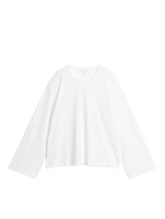 Oversized T-Shirt - White - ARKET WW Silky Dress, Oversized Style, T Shirt Oversized, Oversized T Shirt, Wide Sleeves, Flared Sleeves, Oversized Tshirt, Casual Style, Cotton Tshirt