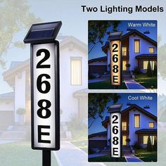 two lighting models are shown in front of a house with the numbers 2009 and 2012 on it