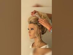 Wedding Bun Hairstyles With Crown, Bride Hairstyles Updo With Crown, Wedding Hairstyles Updo Videos, Wedding Updos For Long Hair Video, High Updo Wedding Tutorial, Bridal Updo Tutorial Videos, Elegant Updo Tutorial Videos, High Bun Wedding