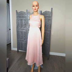 This Dress Still Has Tags On. Great Condition Color Is A Pale Pink Almost Cream Feminine Summer Maxi Dress For Night Out, Feminine Sleeveless Dress For Spring Night Out, Feminine Spring Midi Dress For Night Out, Spring Sleeveless Midi Dress For Night Out, Sleeveless Midi Dress For Spring Night Out, Sleeveless Midi Dress For Night Out In Spring, Spring Sleeveless Dress For Night Out, Pink Sleeveless Dress For Night Out In Spring, Black Velvet Cocktail