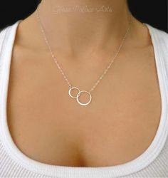 Infinity Necklace With Simple Circle Pendant - In Sterling Silver, Gol – Glass Palace Arts Sister Necklaces For 2, Double Circle Necklace, Infinity Necklace Gold, Interlocking Circle Necklace, Circle Jewelry, Mother Daughter Necklace, Sister Jewelry, Sister Necklace, Infinity Jewelry