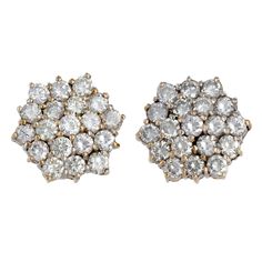 Featuring a total of 1.14 carats of dazzling diamonds, these earrings create a beautiful cluster effect that adds a touch of elegance to any outfit. Perfect for both everyday wear and special occasions, these timeless studs are a must-have addition to your jewelry collection. Material: 14K Yellow Gold Weight: 4.1g Diameter: 1/2" Diamonds: 38 x 0.03Ctw = 1.14Ctw Color And Clarity: H-I/SI1 For more of our jewelry products, please visit our shop 777jewelryLA Free shipping on all orders within USA. Dazzling Cluster Diamond Earrings With Vvs Clarity, White Cluster Diamond Cut Earrings, White Cluster Diamond Earrings With Diamond Accents, White Cluster Diamond Earrings With Accents, White Diamond Cluster Earrings With Accents, White Cluster Earrings With Brilliant Cut, White Brilliant Cut Cluster Earrings, Diamond Cluster Earrings With Diamond Accents, Diamond White Cluster Earrings With Brilliant Cut