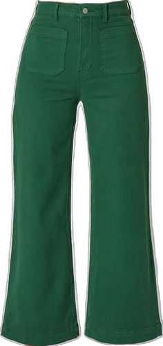 Fall Bottoms With Contrast Stitching And Cropped Leg, Cropped Leg Bottoms With Contrast Stitching For Fall, Casual Mid-rise Pants With Contrast Stitching, Sporty Spring Pants With Patch Pockets, Trendy Green Cropped Pants, Trendy Green Cropped Leg Pants, Green Cropped Leg Jeans For Fall, Cotton Bottoms With Contrast Stitching, Fitted Bottoms With Cropped Leg And Seam Detailing