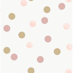 a pink and gold polka dot wallpaper with lots of dots on the white background