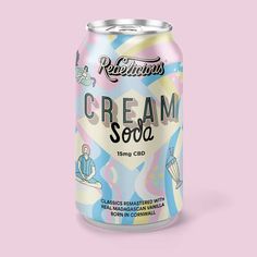 a can of ice cream soda on a pink background