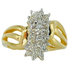 Vintage 0.50 Carat Diamonds Cluster Ring 14k Gold. Well made solid and heavy ring featuring approx 0.50 carat in total weight diamonds. The ring measures 14mm in height and is a size 5 (resizable). The ring weights 4.1g Vintage Cluster Ring, Diamond Cluster Ring, The Ring, Diamond Cluster, Cluster Ring, Vintage Rings, Vintage Jewelry, Jewelry Rings, For Sale