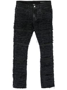 black cotton denim distressed effect frayed detailing logo patch to the rear belt loops front button and zip fastening skinny cut two side inset pockets two rear patch pockets ankle zips frayed hem Frayed Hem Pants For Fall Streetwear, Urban Washed Black Jeans With Frayed Hem, Fall Streetwear Bottoms With Frayed Hem, Black Straight Leg Jeans With Zipper Closure, Edgy Mid-rise Jeans With Frayed Hem, Edgy Ripped Washed Black Jeans, Urban Black Bottoms With Frayed Hem, Urban Fitted Jeans With Frayed Hem, Black Punk Bottoms With Frayed Hem