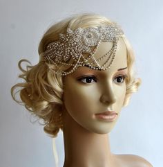 the headpiece is adorned with crystal beads