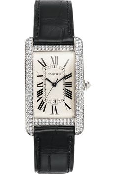 This pre-owned Tank Americaine is crafted from white gold with a silver dial featuring roman markers. Replete with a... black alligator strap with deployant clasp, it is an exceptional choice for any collection. Cartier exists where timekeeping meets the world of exquisite jewelry. Across its exceptional collections, Cartier strives to present a perfect equilibrium between form and function, utilizing an astute combination of modern innovation and esteemed watchmaking tradition. Cartier Tank Americaine, Watch Winders, Black Alligator, Cartier Tank, Pre Owned Rolex, Exclusive Gift, Audemars Piguet, Sport Watches, Exquisite Jewelry