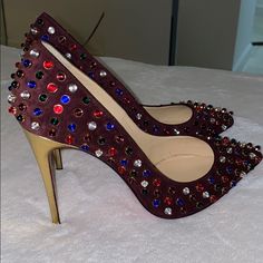 Christian L Great Condition Luxury Purple Heels With 4-inch Heel, Luxury Purple Pointed Toe Heels, Luxury Purple Closed Toe Heels, Shoes Color, Louboutin Shoes, Beautiful Shoes, Christian Louboutin Shoes, Purple Gold, Shoes Women Heels