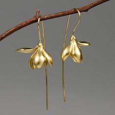 Material: 18K Vermeil Over Sterling Silver or Sterling Silver Style: Flowers Red Stone Jewelry, Lily Lotus, Earrings Handmade Dangle, Magnolia Flower, Gold Dipped, Fine Jewelry Designers, Metal Flowers, Floral Earrings, Online Earrings