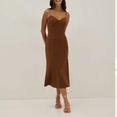 Love Bonito Padded Bust, Mermaid Cut Dress In Brown. Available In Small And X-Small. Elegant Fitted Mid-length Slip Dress, Elegant Midi Dress With Sweetheart Neckline For Day Out, Chic Fitted Brown Slip Dress, Elegant Fitted Slip Dress For Day Out, Elegant Brown Midi Dress For Casual Occasions, Elegant Brown Midi Dress For Casual Wear, Elegant Brown Midi Dress For Day Out, Mermaid Cut Dress, Beige Midi Dress