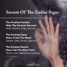 the front cover of secrets of the zodiac signs, with hands up to their face