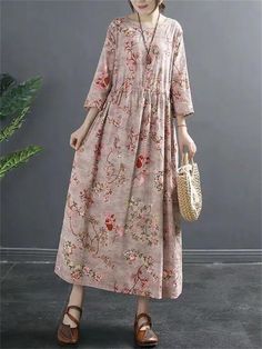 Description Product ID: DS2032362 Material: Cotton, Linen Neckline: Round Neck Sleeve: 3/4 Sleeve Length: Above Ankle Length Pattern: Floral Season: Summer Style: Fashion, Simple, Casual, Graceful Occasion: Vacation, Street, Dating, Daily, Outdoor Activities Closure Type: Pullover Package included: 1 * Piece of Dress Size Chart (Asian Size): Please allow 1-3 cm measured error. Tag Size Length Chest Shoulder cm | inch cm | inch cm | inch M 117cm | 46.0'' 100cm | 39.3'' 39cm | 15.3'' L 118cm | 46.4'' 104cm | 40.9'' 40cm | 15.7'' XL 119cm | 46.8'' 108cm | 42.4'' 41cm | 16.1'' XXL 120cm | 47.2'' 112cm | 44.0'' 42cm | 16.5'' Cozy Dresses, Plus Size Long Dresses, Cozy Dress, Dress Stores Online, Casual Skirt, Long Dresses, Dress Size Chart, Vintage Cotton, Gray Dress