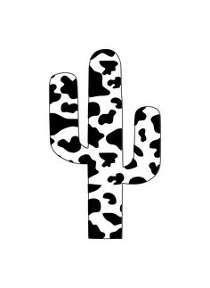 a black and white image of a cactus in the shape of an animal print pattern